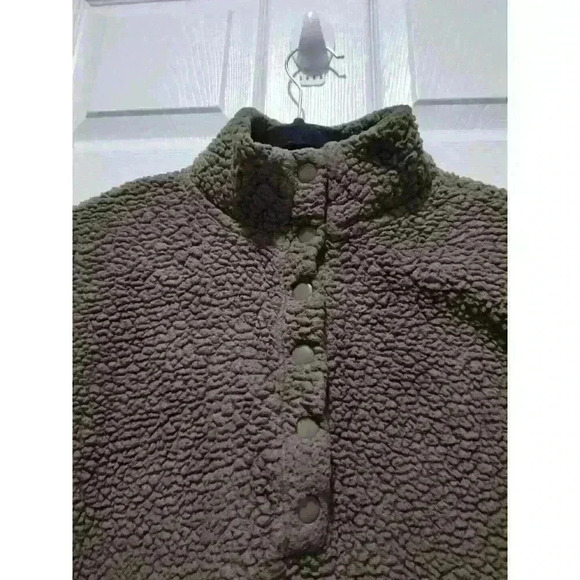 Aerie Sherpa Sweatshirt Pullover Teddy SweaterFleece Gorpcore Womens Small Green - Picture 4 of 6